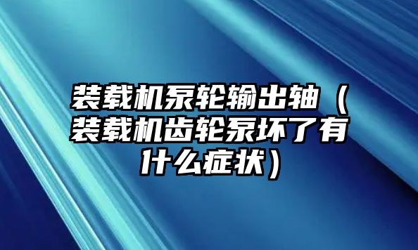 裝載機(jī)泵輪輸出軸（裝載機(jī)齒輪泵壞了有什么癥狀）