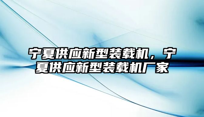 寧夏供應新型裝載機，寧夏供應新型裝載機廠家