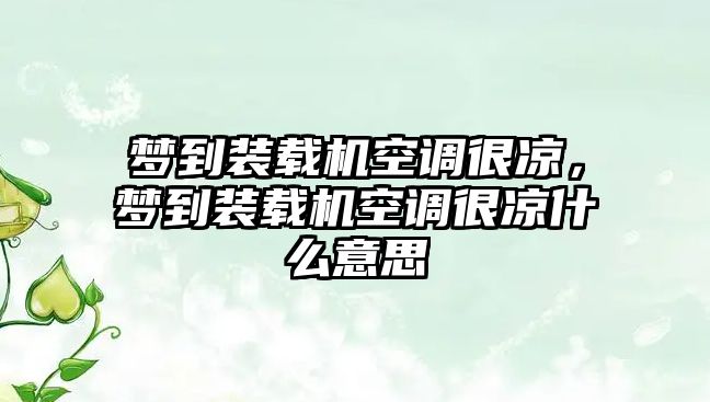 夢到裝載機空調很涼，夢到裝載機空調很涼什么意思