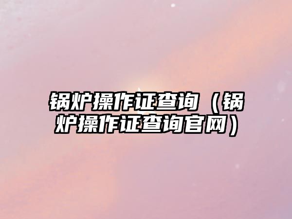 鍋爐操作證查詢（鍋爐操作證查詢官網）