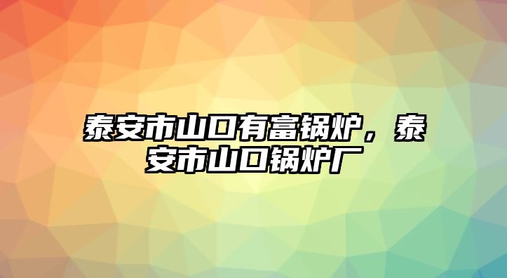 泰安市山口有富鍋爐，泰安市山口鍋爐廠