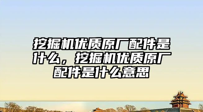 挖掘機優質原廠配件是什么，挖掘機優質原廠配件是什么意思