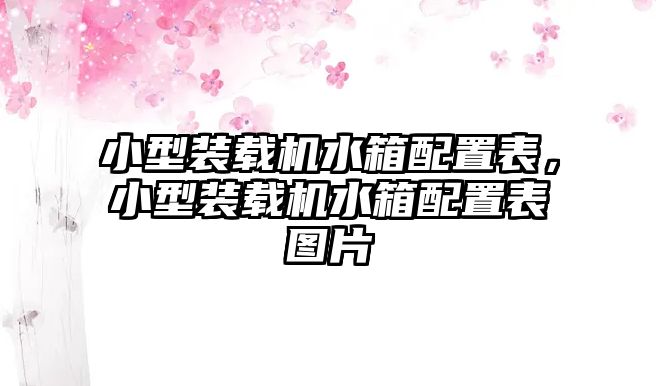 小型裝載機水箱配置表，小型裝載機水箱配置表圖片