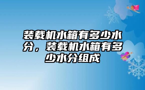 裝載機水箱有多少水分，裝載機水箱有多少水分組成