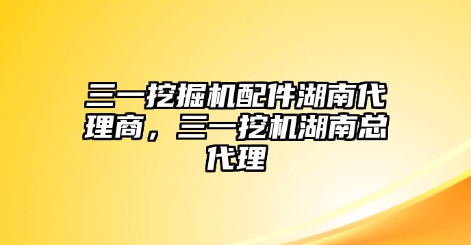 三一挖掘機配件湖南代理商，三一挖機湖南總代理