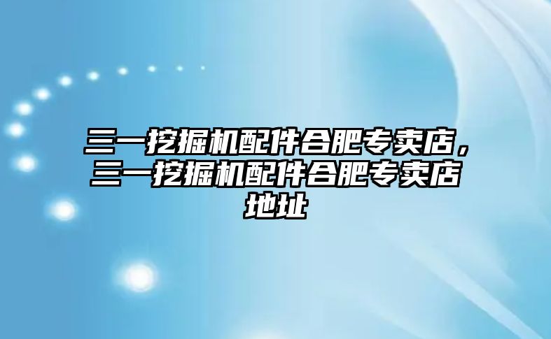 三一挖掘機配件合肥專賣店，三一挖掘機配件合肥專賣店地址