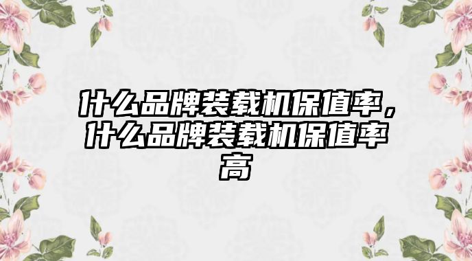 什么品牌裝載機(jī)保值率，什么品牌裝載機(jī)保值率高