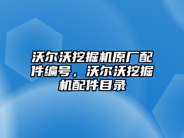 沃爾沃挖掘機原廠配件編號，沃爾沃挖掘機配件目錄