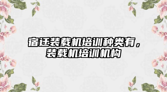 宿遷裝載機培訓種類有，裝載機培訓機構