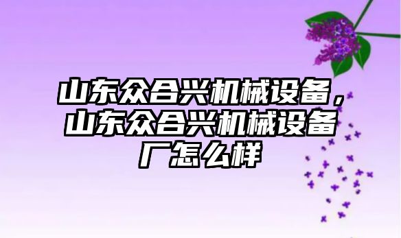 山東眾合興機械設備，山東眾合興機械設備廠怎么樣