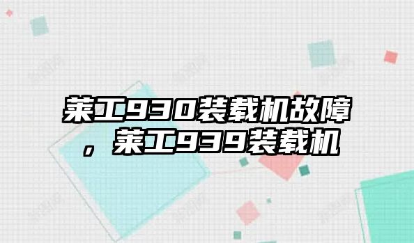 萊工930裝載機(jī)故障，萊工939裝載機(jī)