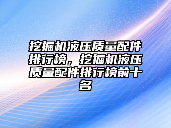 挖掘機液壓質(zhì)量配件排行榜，挖掘機液壓質(zhì)量配件排行榜前十名