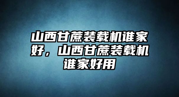 山西甘蔗裝載機誰家好，山西甘蔗裝載機誰家好用