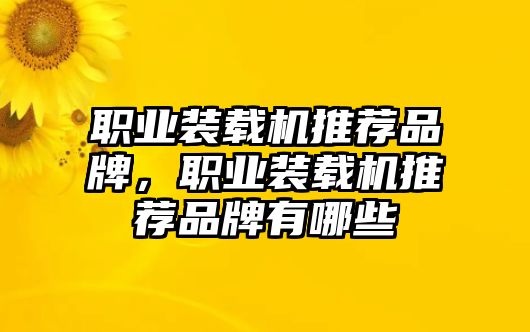 職業(yè)裝載機推薦品牌，職業(yè)裝載機推薦品牌有哪些