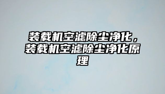 裝載機空濾除塵凈化，裝載機空濾除塵凈化原理