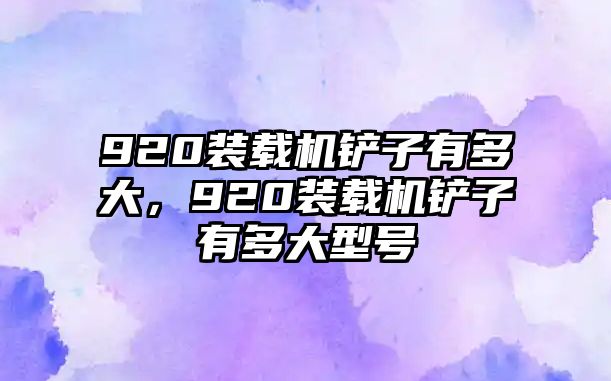 920裝載機(jī)鏟子有多大，920裝載機(jī)鏟子有多大型號(hào)