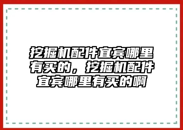 挖掘機配件宜賓哪里有買的，挖掘機配件宜賓哪里有買的啊