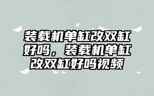 裝載機單缸改雙缸好嗎，裝載機單缸改雙缸好嗎視頻