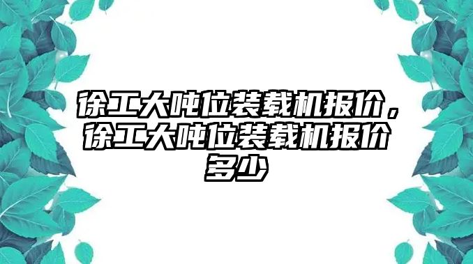 徐工大噸位裝載機報價，徐工大噸位裝載機報價多少