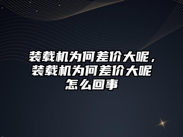 裝載機為何差價大呢，裝載機為何差價大呢怎么回事