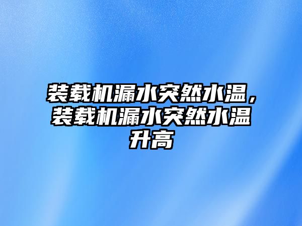 裝載機漏水突然水溫，裝載機漏水突然水溫升高