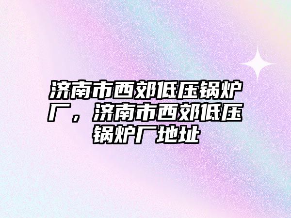 濟南市西郊低壓鍋爐廠，濟南市西郊低壓鍋爐廠地址