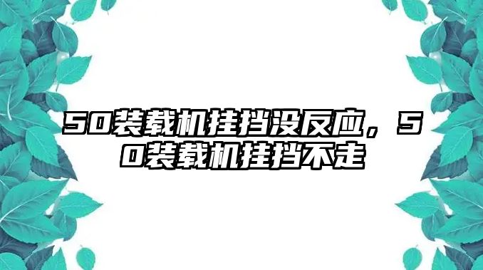 50裝載機掛擋沒反應，50裝載機掛擋不走