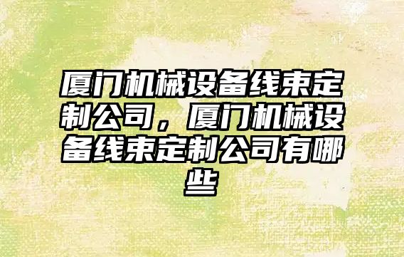 廈門機械設備線束定制公司，廈門機械設備線束定制公司有哪些