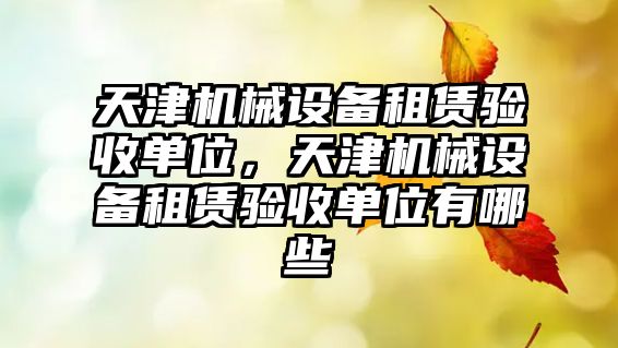 天津機械設備租賃驗收單位，天津機械設備租賃驗收單位有哪些