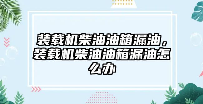 裝載機柴油油箱漏油，裝載機柴油油箱漏油怎么辦