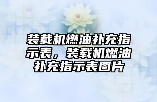 裝載機燃油補充指示表，裝載機燃油補充指示表圖片