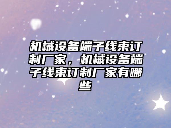 機械設備端子線束訂制廠家，機械設備端子線束訂制廠家有哪些