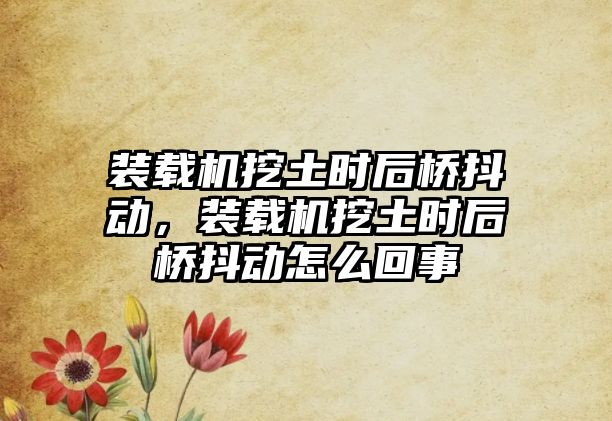 裝載機挖土時后橋抖動，裝載機挖土時后橋抖動怎么回事