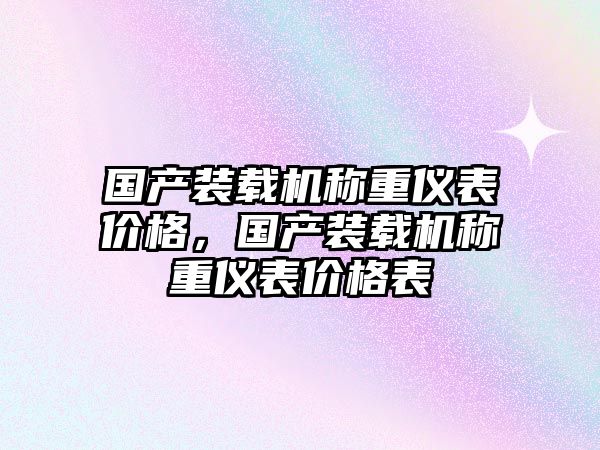 國產裝載機稱重儀表價格，國產裝載機稱重儀表價格表