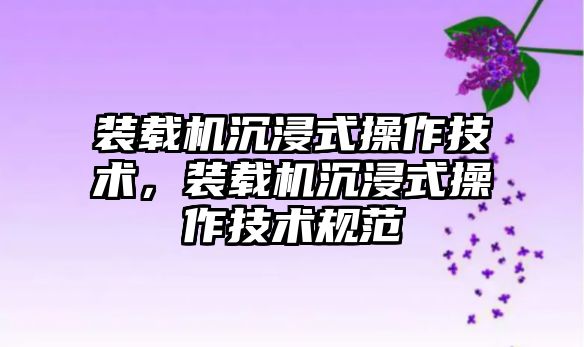 裝載機沉浸式操作技術，裝載機沉浸式操作技術規范