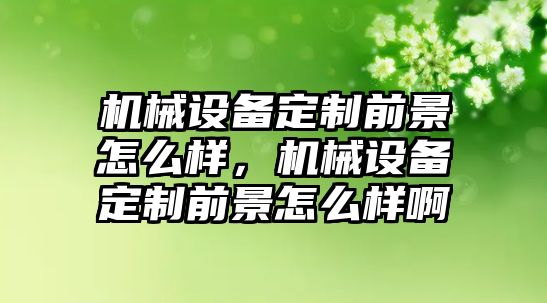 機械設備定制前景怎么樣，機械設備定制前景怎么樣啊