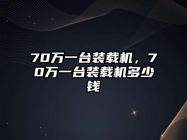 70萬一臺裝載機，70萬一臺裝載機多少錢