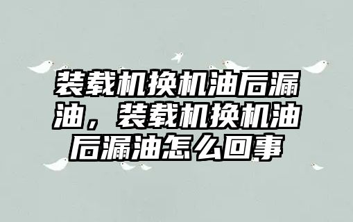 裝載機換機油后漏油，裝載機換機油后漏油怎么回事