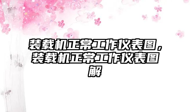 裝載機正常工作儀表圖，裝載機正常工作儀表圖解