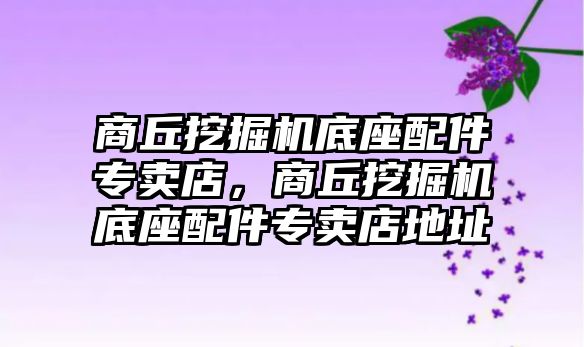 商丘挖掘機底座配件專賣店，商丘挖掘機底座配件專賣店地址