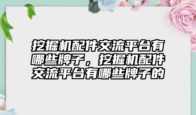 挖掘機配件交流平臺有哪些牌子，挖掘機配件交流平臺有哪些牌子的