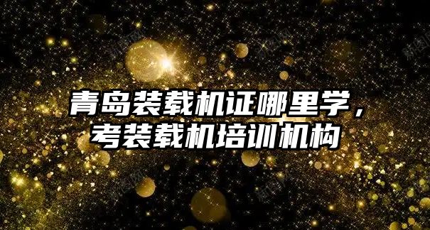 青島裝載機證哪里學，考裝載機培訓機構