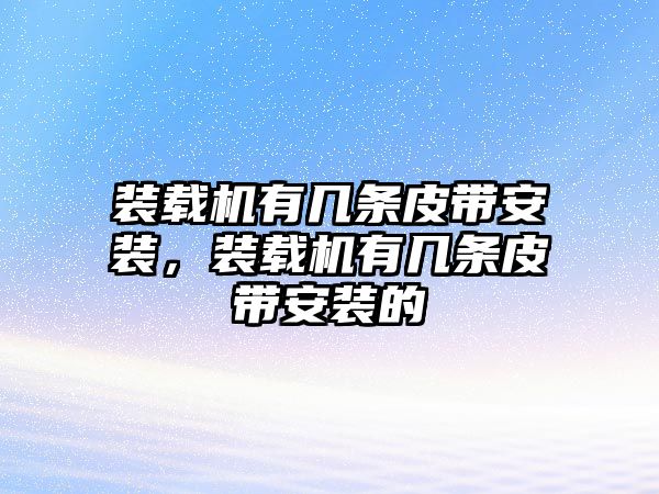 裝載機有幾條皮帶安裝，裝載機有幾條皮帶安裝的