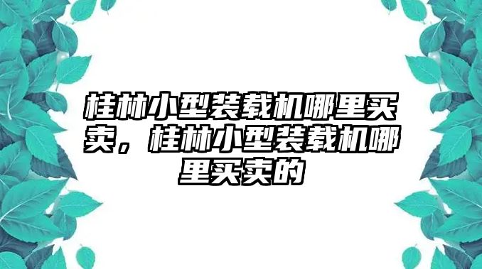 桂林小型裝載機(jī)哪里買賣，桂林小型裝載機(jī)哪里買賣的