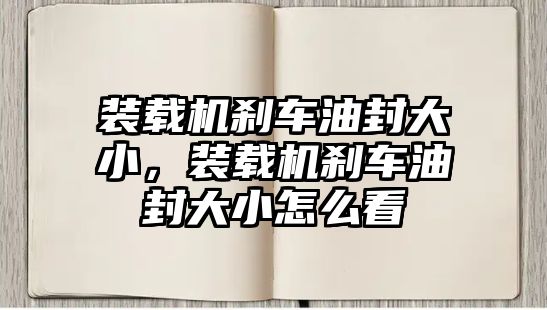 裝載機剎車油封大小，裝載機剎車油封大小怎么看