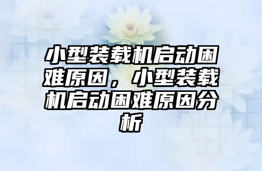 小型裝載機(jī)啟動困難原因，小型裝載機(jī)啟動困難原因分析