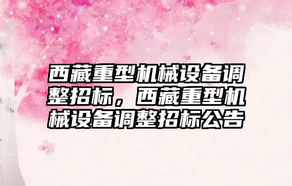 西藏重型機械設備調整招標，西藏重型機械設備調整招標公告