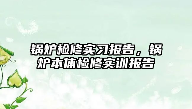 鍋爐檢修實習報告，鍋爐本體檢修實訓報告