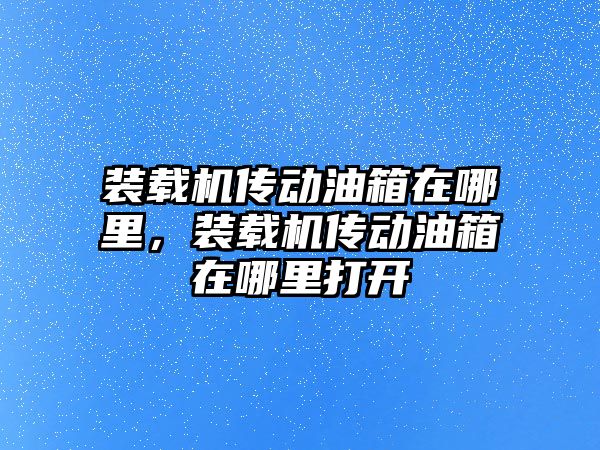 裝載機傳動油箱在哪里，裝載機傳動油箱在哪里打開