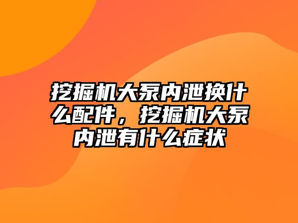 挖掘機大泵內泄換什么配件，挖掘機大泵內泄有什么癥狀